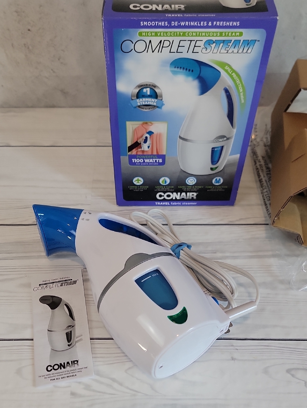 Conair CompleteSteam Travel Fabric Steamer - White & Blue Like New